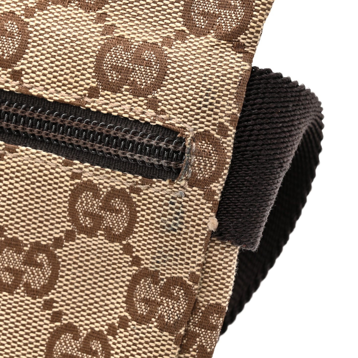 GG Monogram Double Pocket Belt Bag Dark Brown