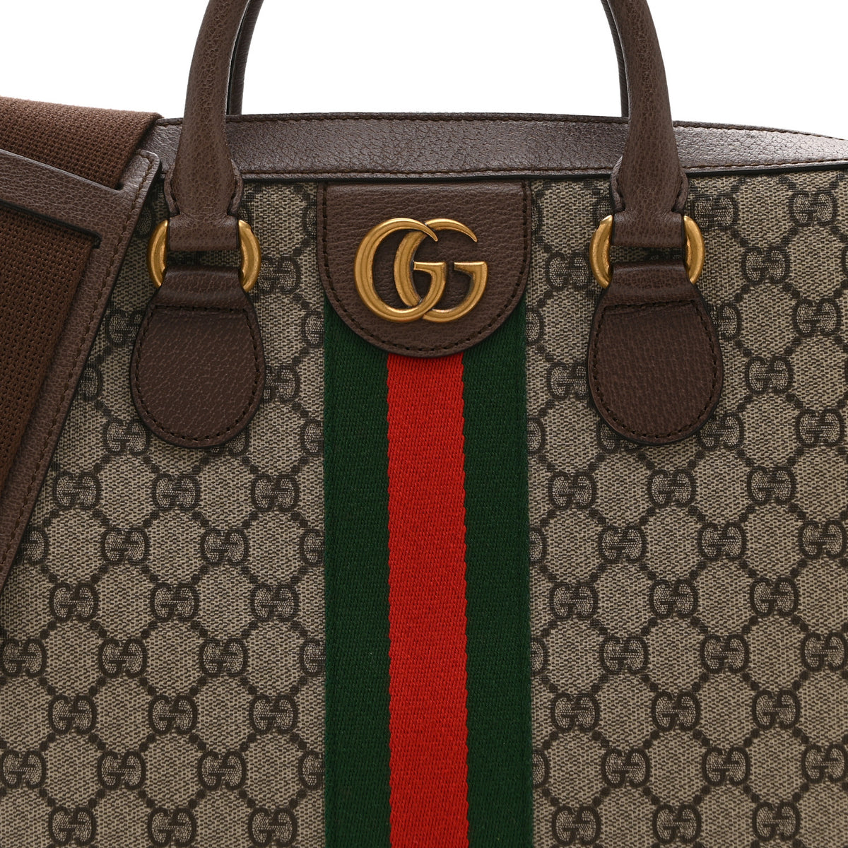Gucci GG Supreme Monogram Textured Calfskin Web Medium Ophidia Briefcase Beige Ebony New Acero 9 of 11