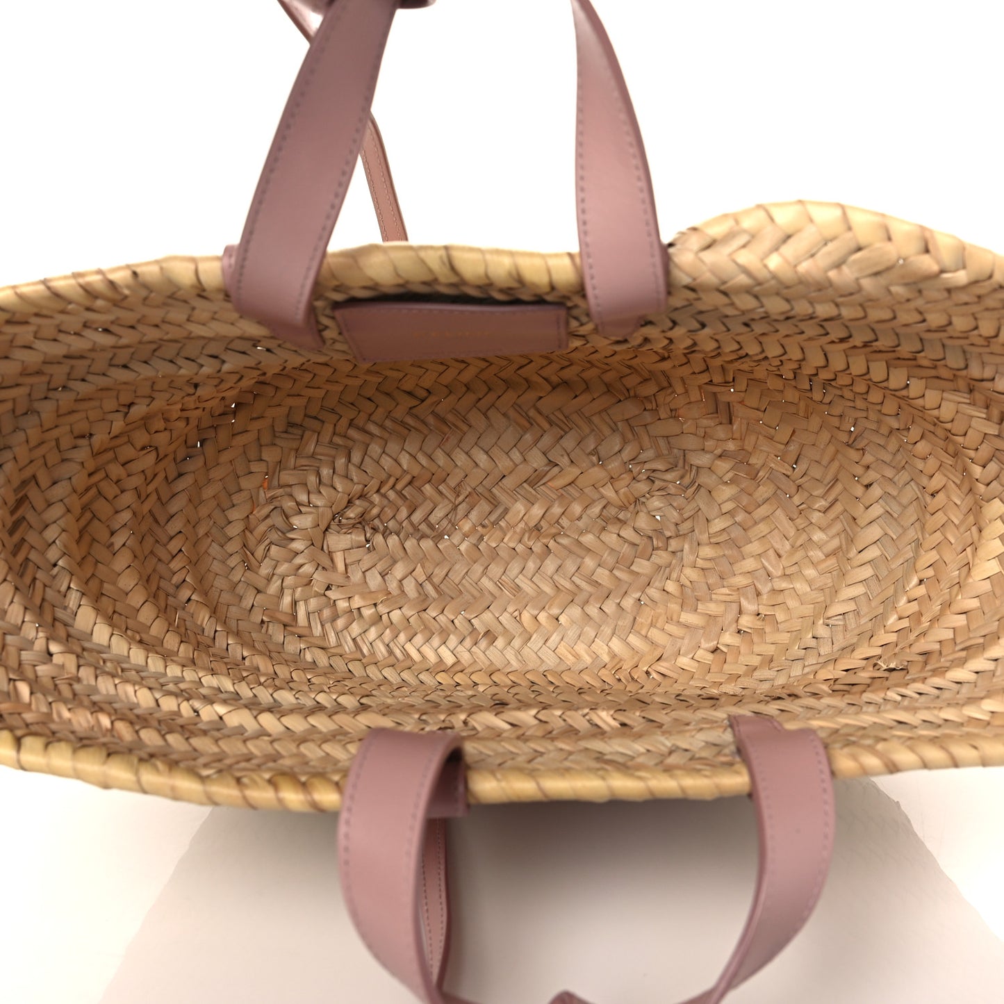 Raffia Calfskin Triomphe Teen Panier Vintage Pink