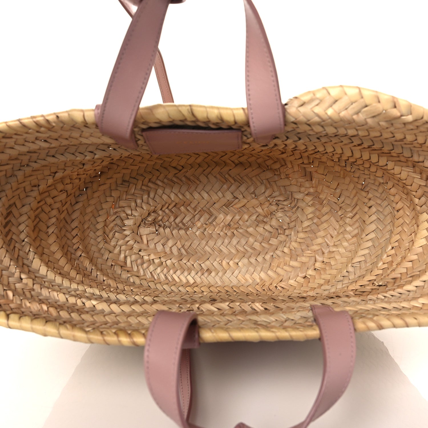 Celine Raffia Calfskin Triomphe Teen Panier Vintage Pink 5 of 9