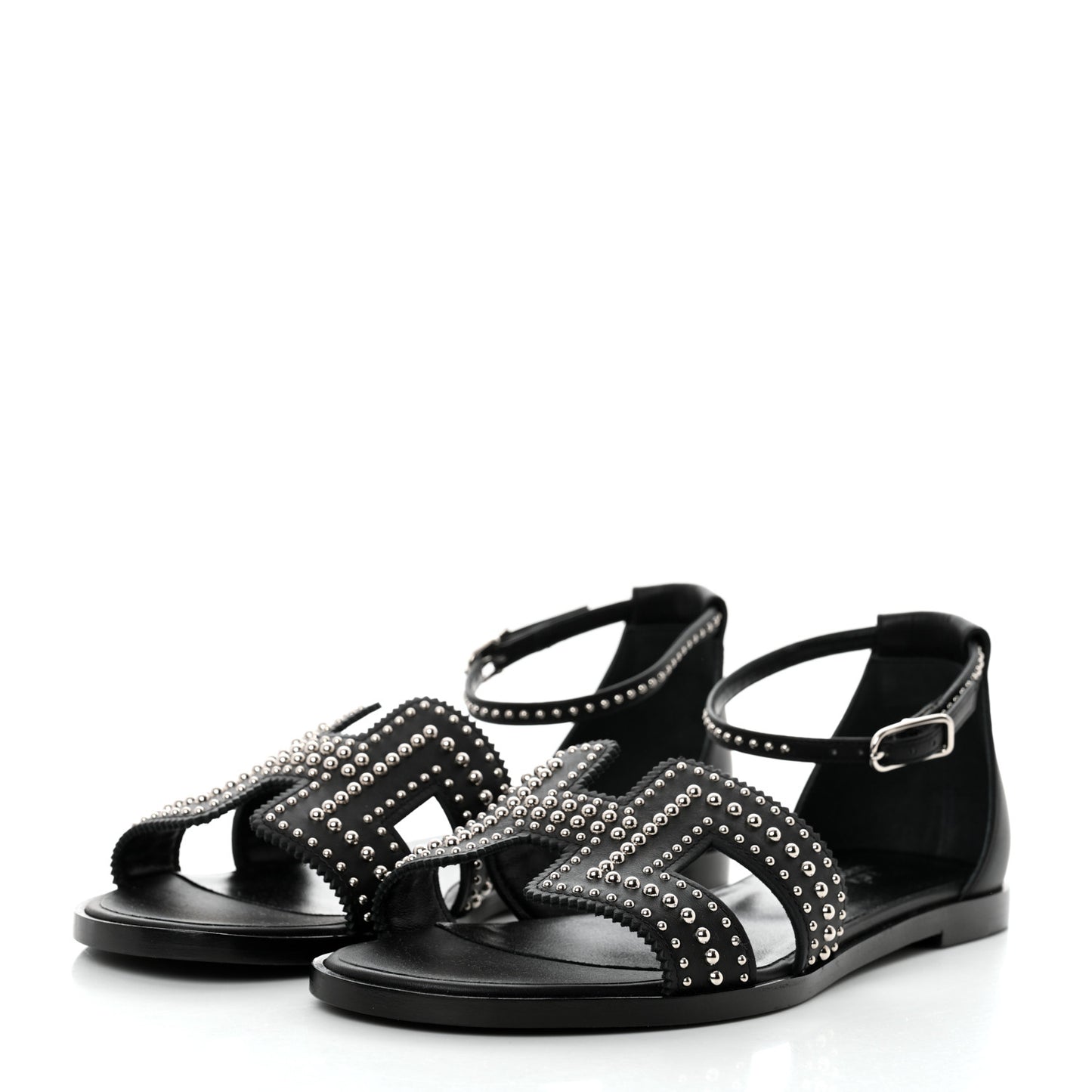 Calfskin Studded Santorini Sandals 37.5 Black