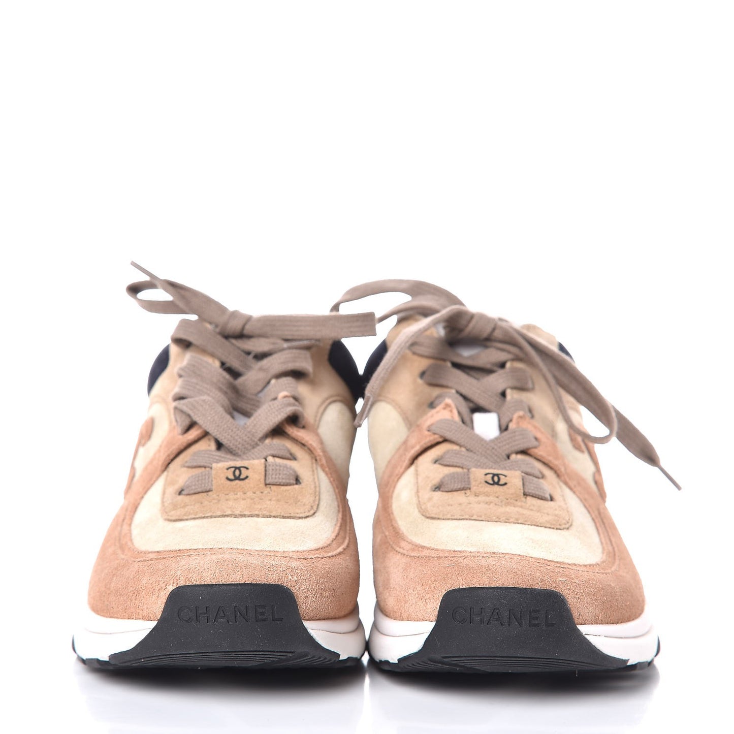 Suede Calfskin CC Sneakers 36 Beige Pink