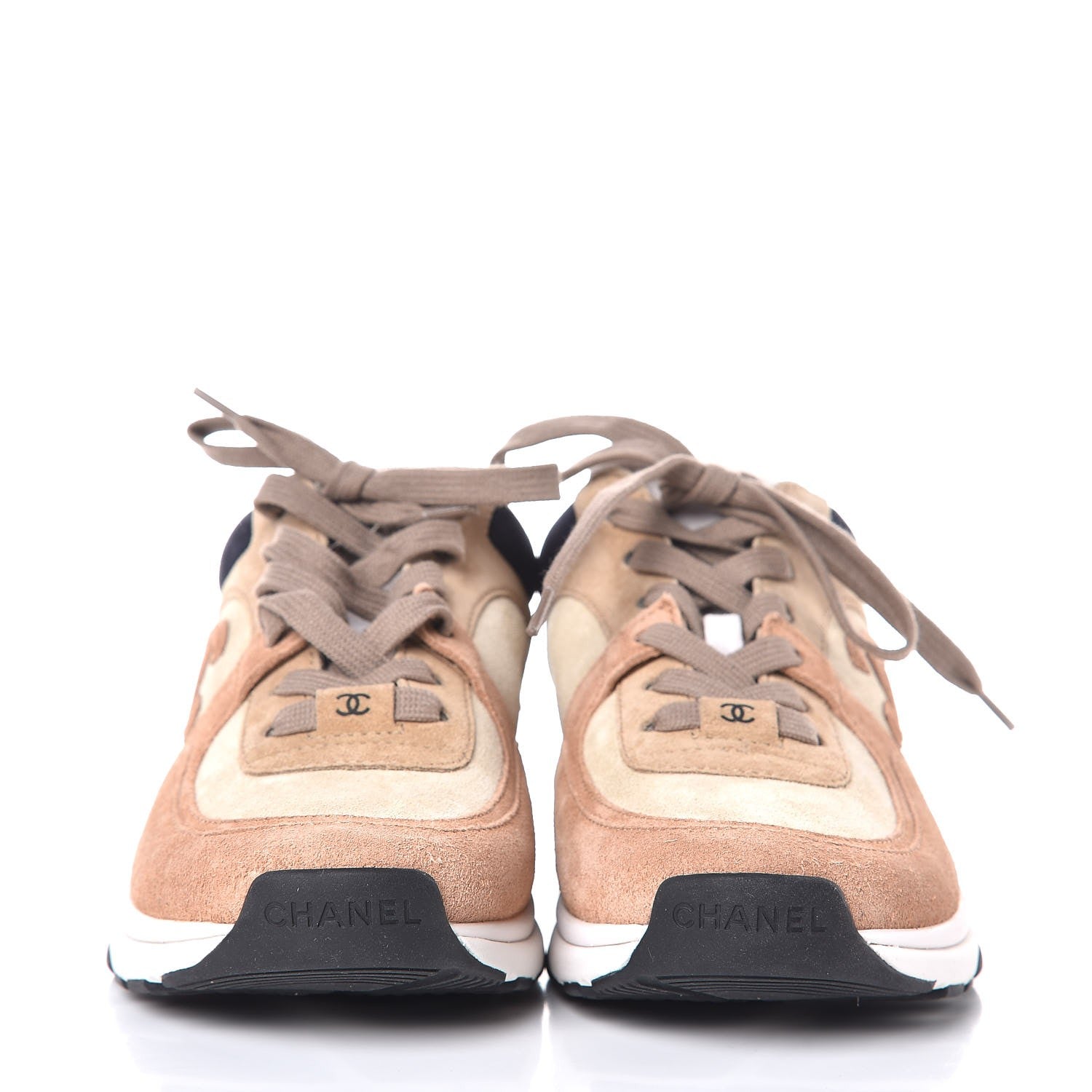 Chanel Suede Calfskin CC Sneakers 36 Beige Pink 2 of 9