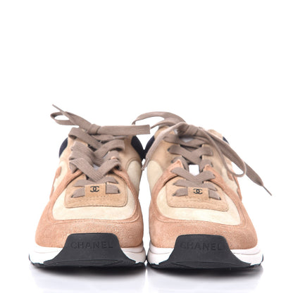 Chanel Suede Calfskin CC Sneakers 36 Beige Pink 2 of 9