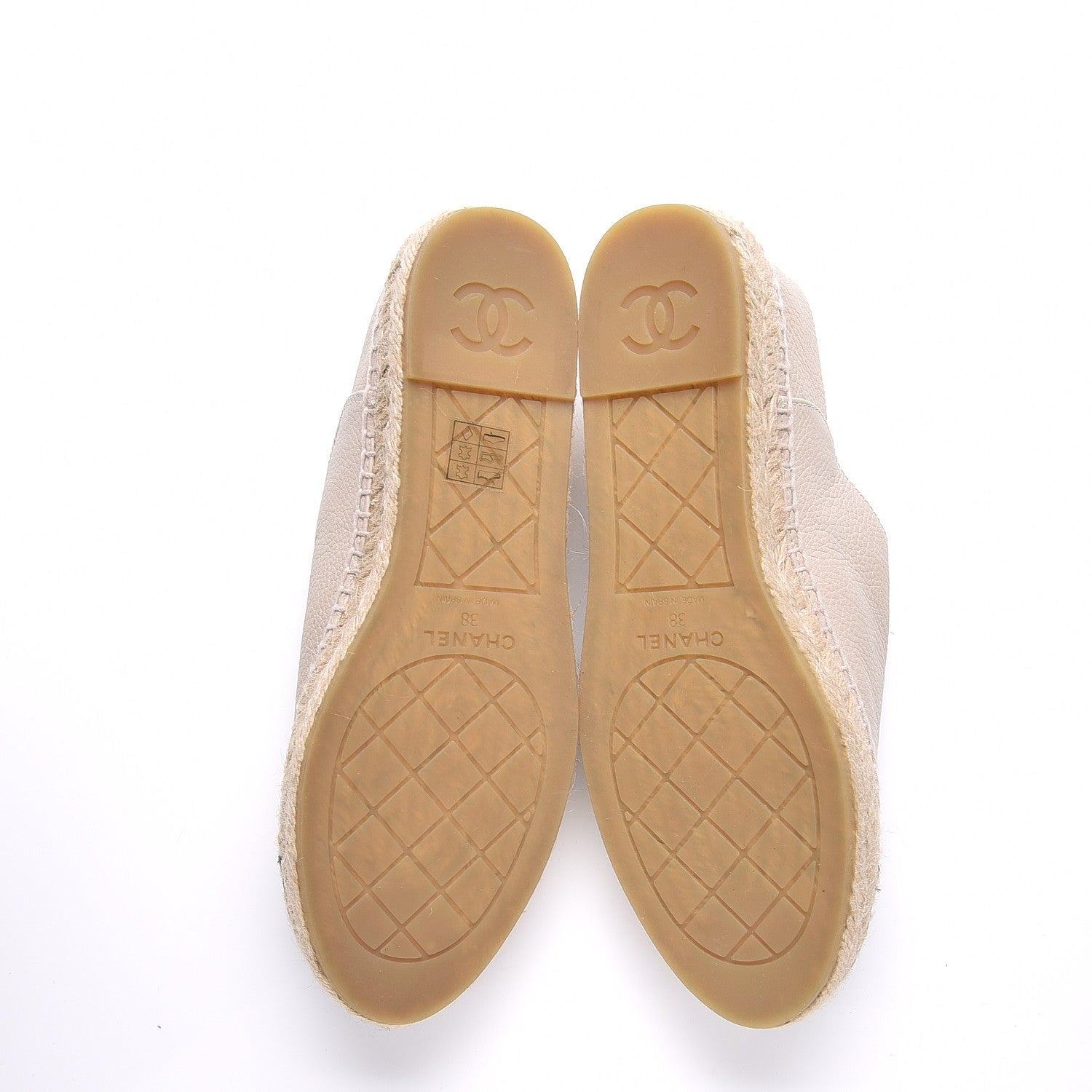 Chanel Grained Calfskin CC Espadrilles 38 Beige Black 5 of 9