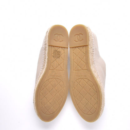 Chanel Grained Calfskin CC Espadrilles 38 Beige Black 5 of 9