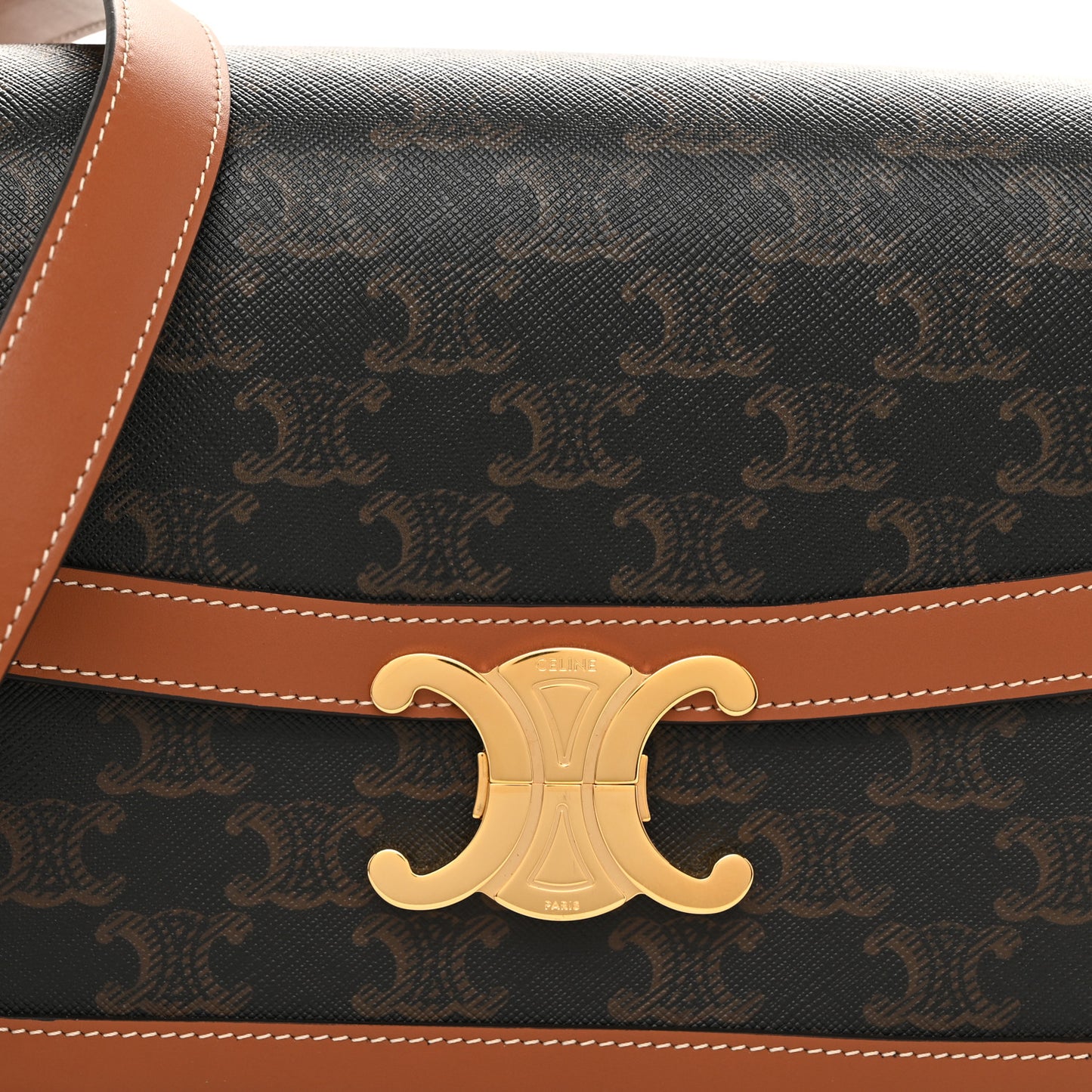 Triomphe Canvas Calfskin Medium Triomphe Bag Tan