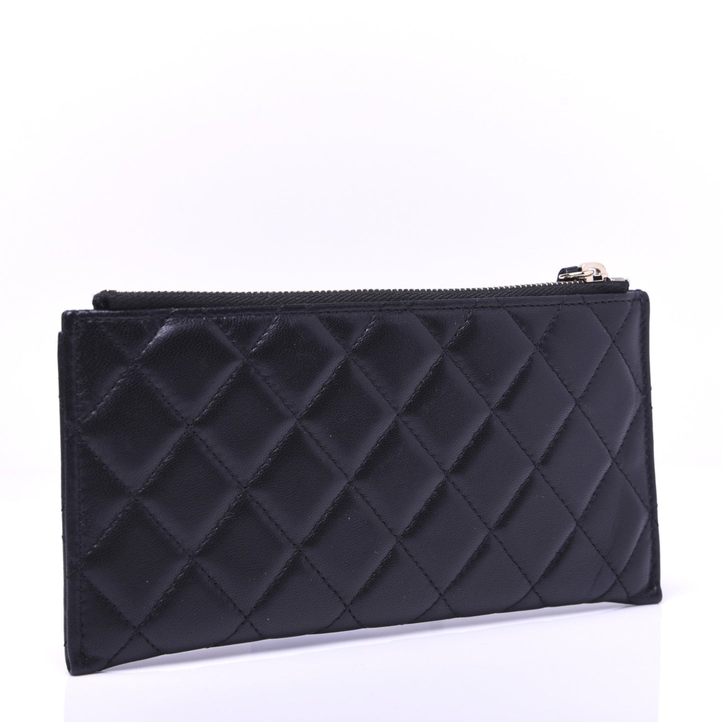 Lambskin Quilted Lucky Charms Classic Zip Pouch Black