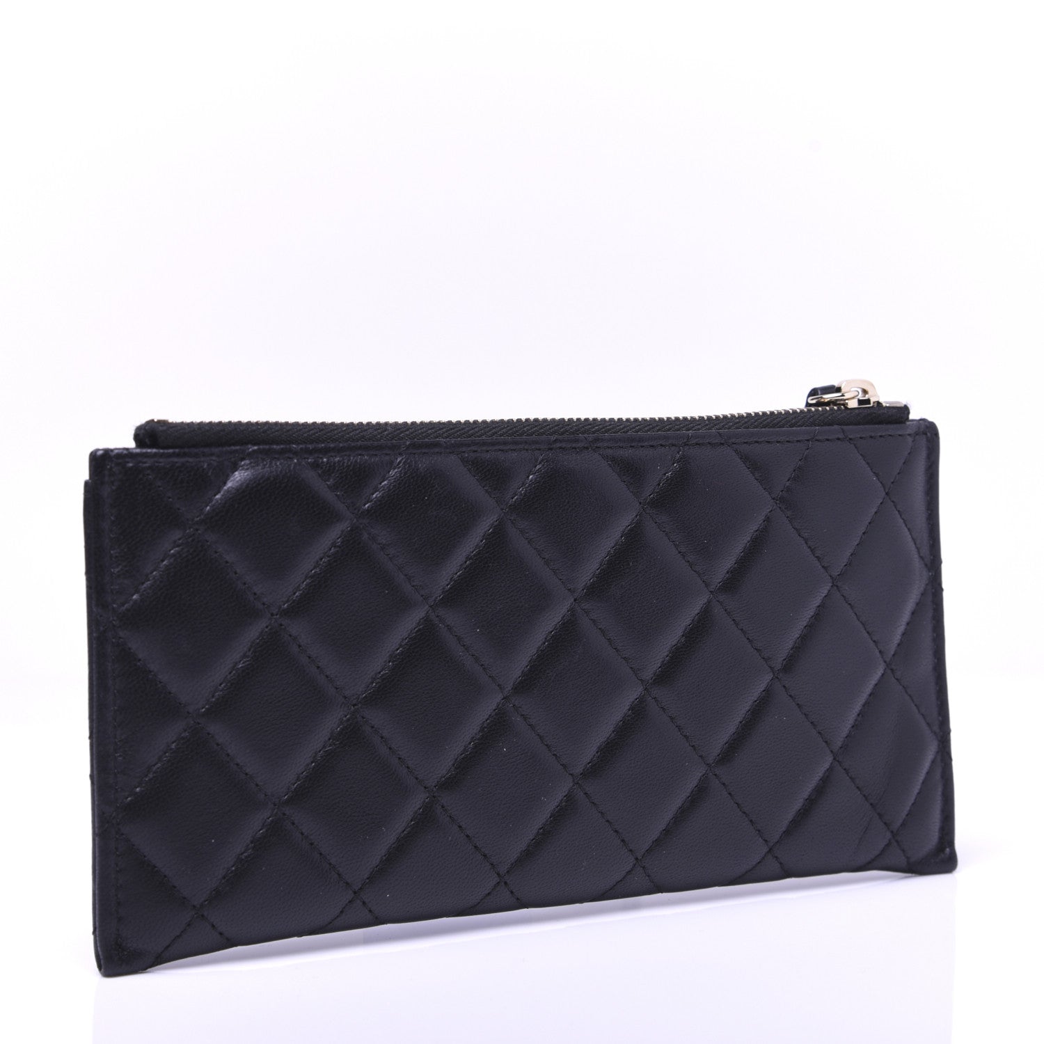 Chanel Lambskin Quilted Lucky Charms Classic Zip Pouch Black 3 of 11