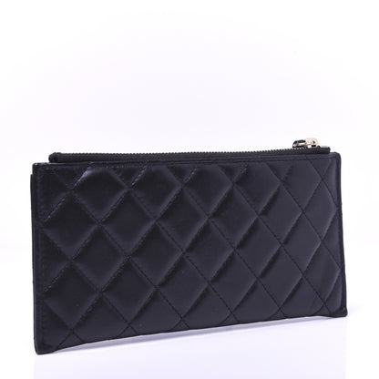 Chanel Lambskin Quilted Lucky Charms Classic Zip Pouch Black 3 of 11