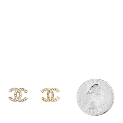 Chanel Metal Crystal CC Earrings Gold 2 of 4