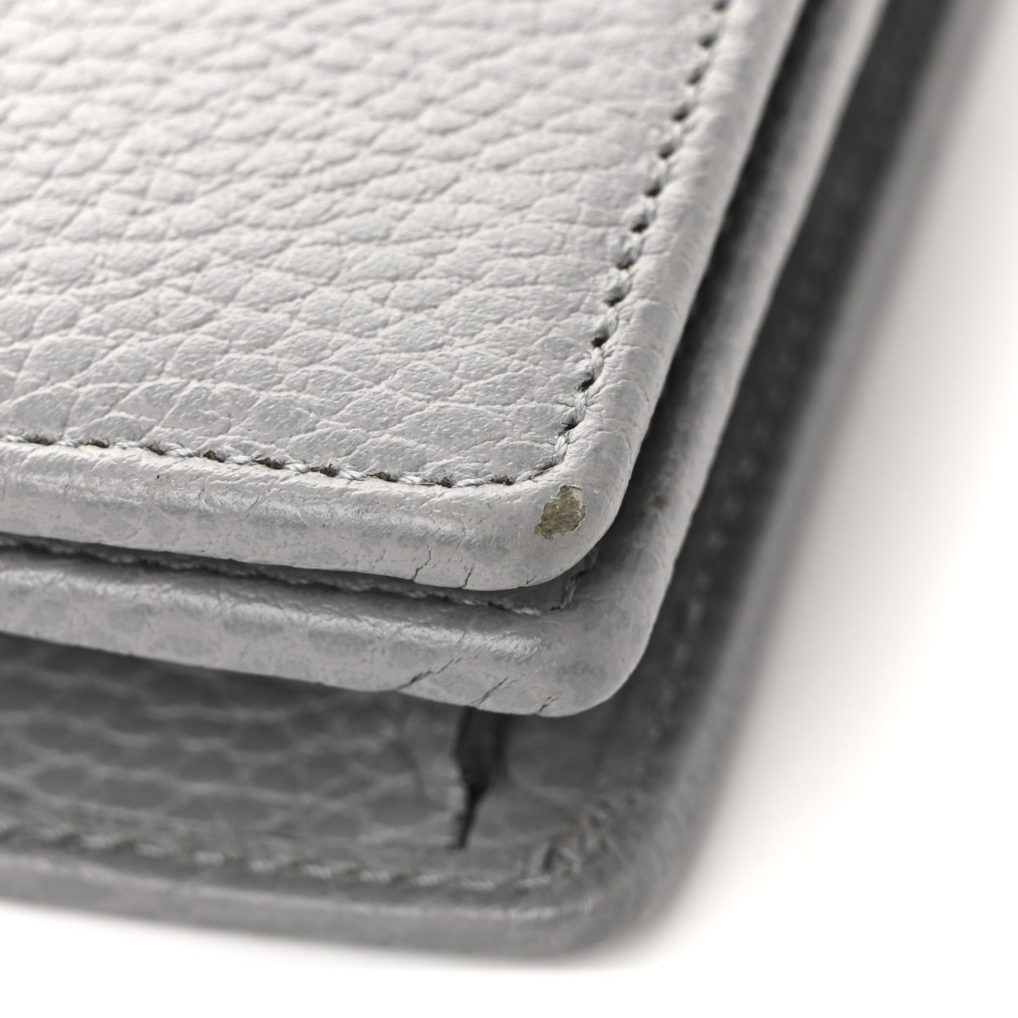 Dollar Calfskin Enamel Monochrome Mini GG Marmont Chain Wallet Deep Grey