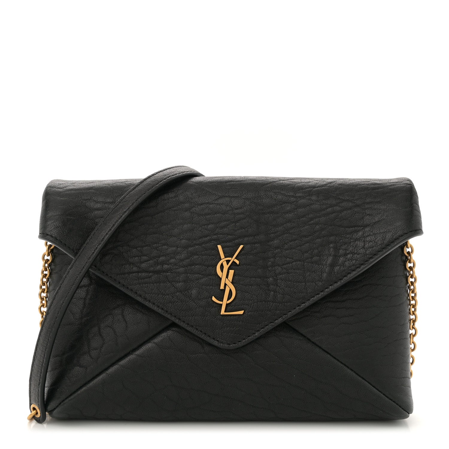 Saint Laurent Supple Lambskin Small Cassandre Chain Pouch Black 1 of 11