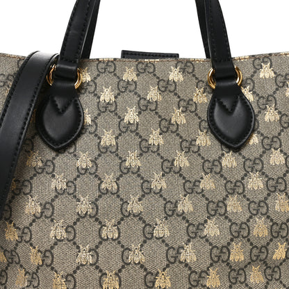 Gucci Soft GG Supreme Monogram Bees Small Crossbody Tote Beige Oro Black 8 of 10