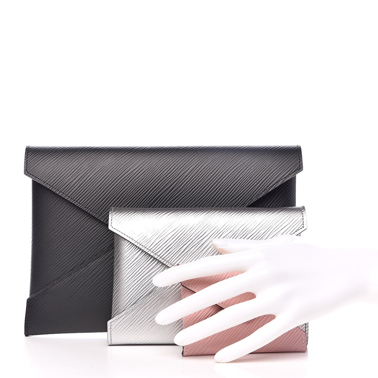 Epi Kirigami Pochette Set Black Silver Rose Ballerine