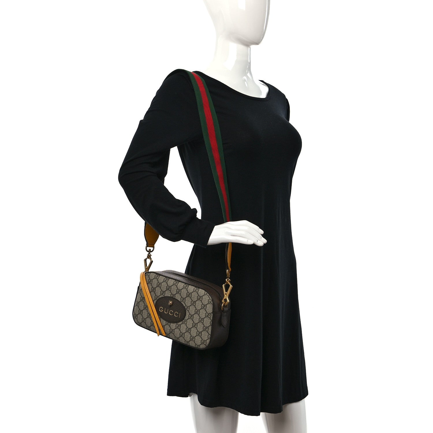 Gucci GG Supreme Monogram Web Neo Vintage Shoulder Bag Beige New Acero Crop 2 of 9