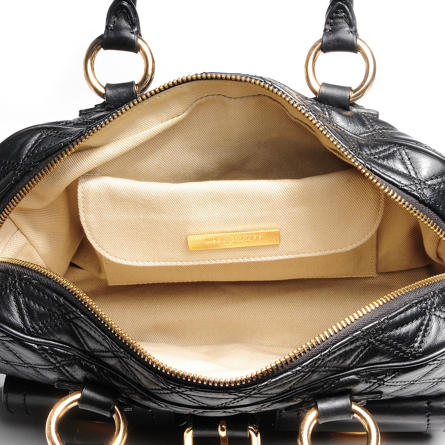 Nappa Leather Quilted Venetia Satchel Black