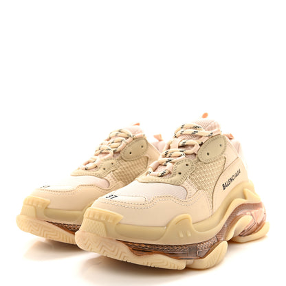 Balenciaga Fabric Mesh Clear Sole Womens Triple S Sneakers 37 Beige 3 of 9