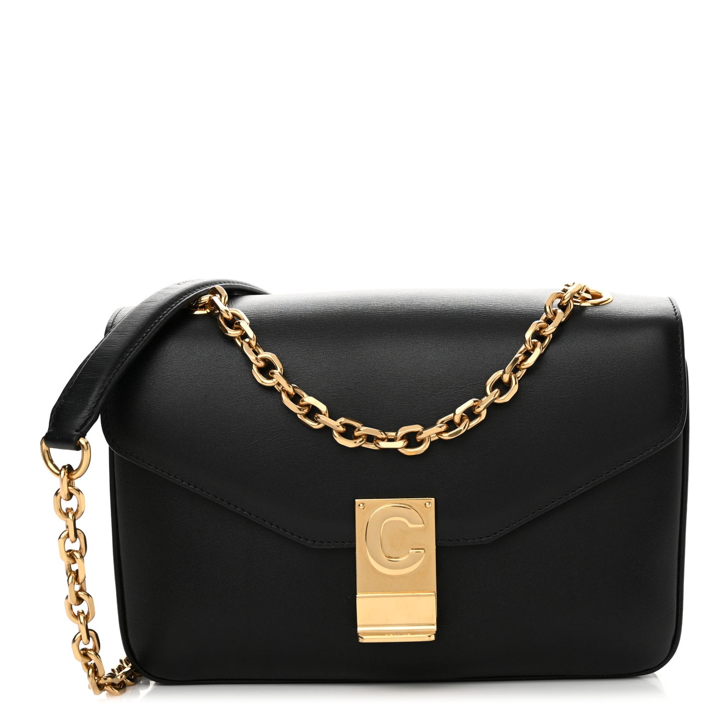 Shiny Calfskin Medium C Bag Black