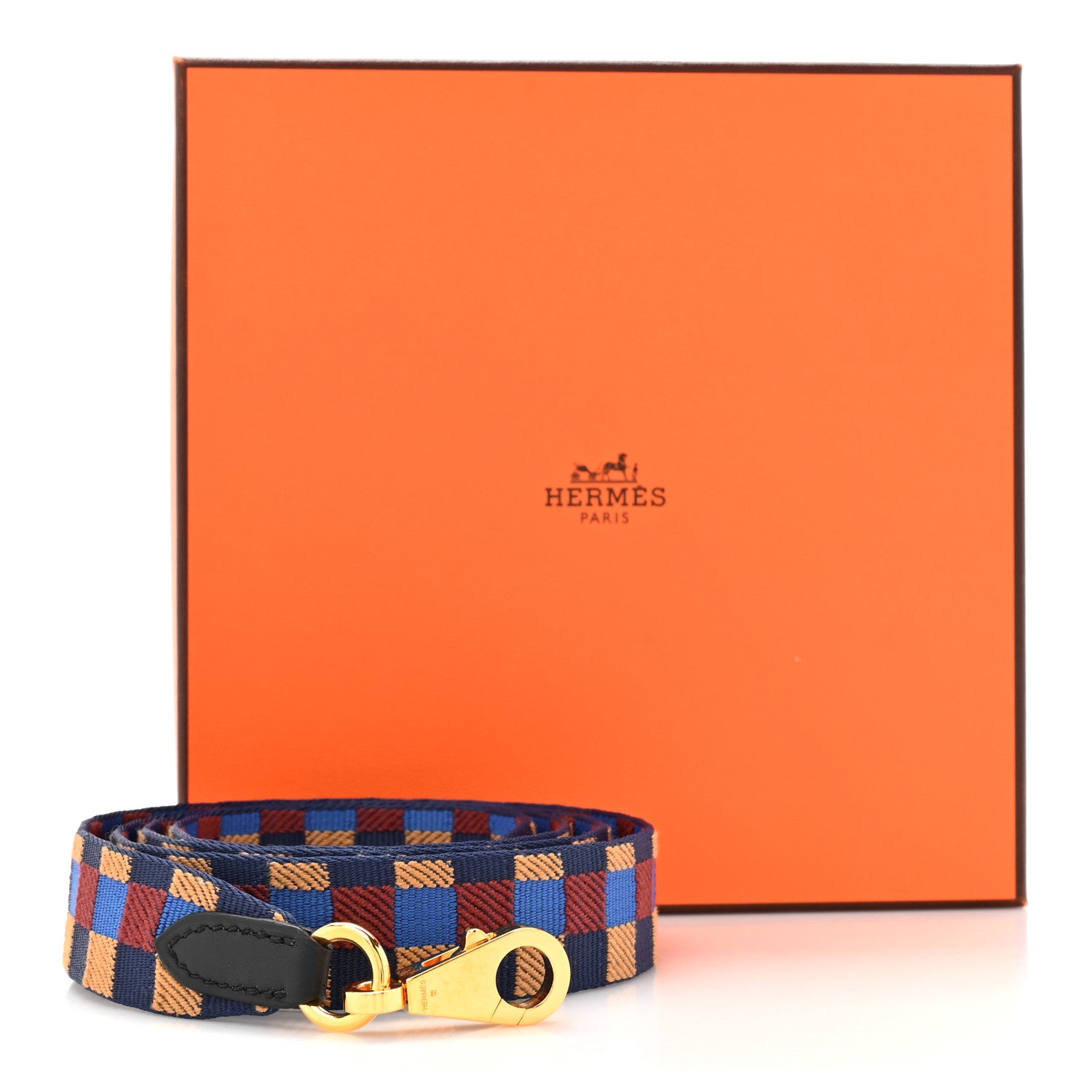 Hermes Toile Swift 25mm Maxi Quadrille Shoulder Strap Bleu Billard Biscuit Rouge H Black 6 of 6