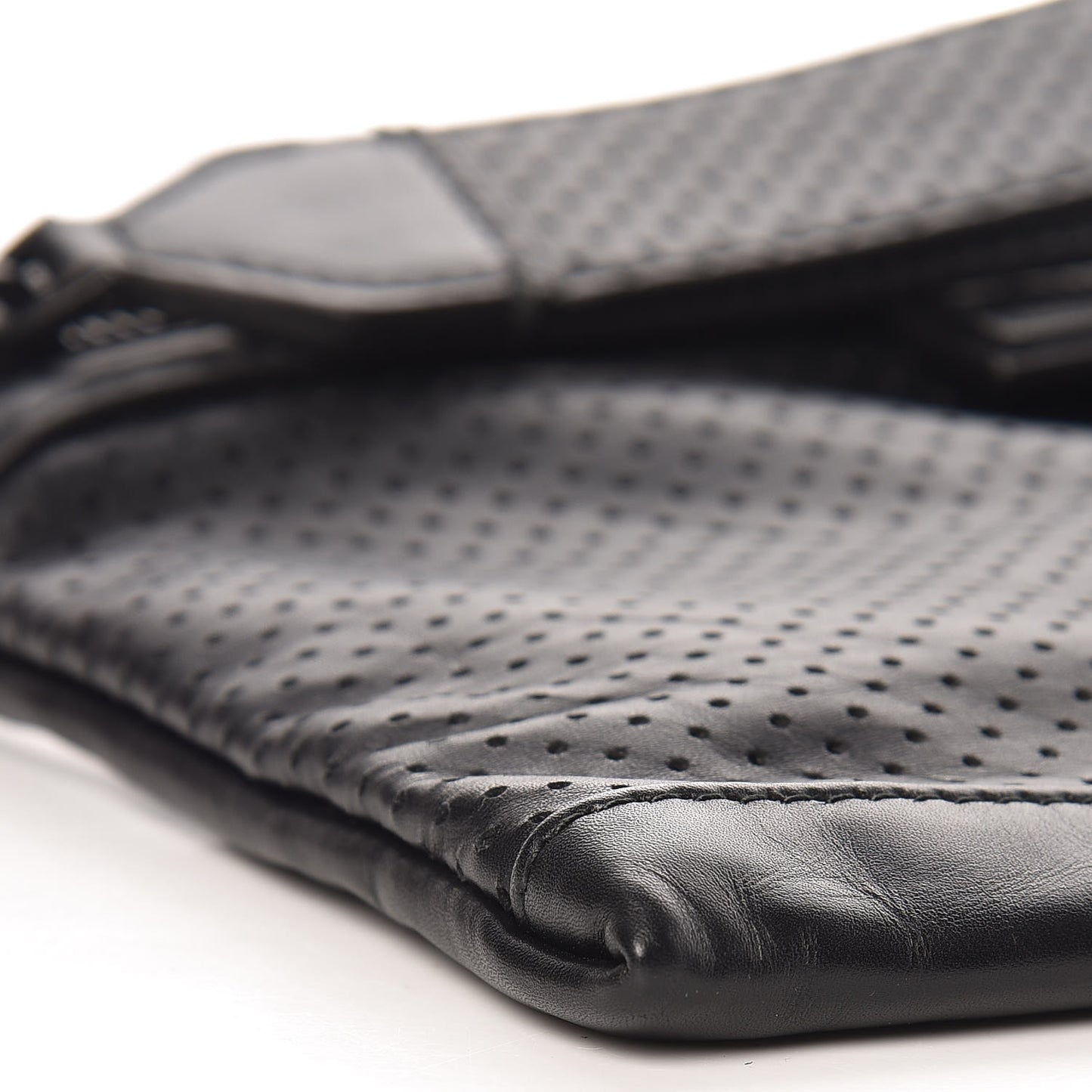 Perforated Leggero Calfskin Pouch Black