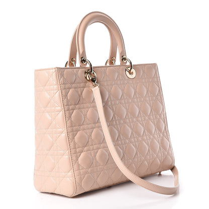 Christian Dior Lambskin Cannage Large Lady Dior Beige 3 of 13