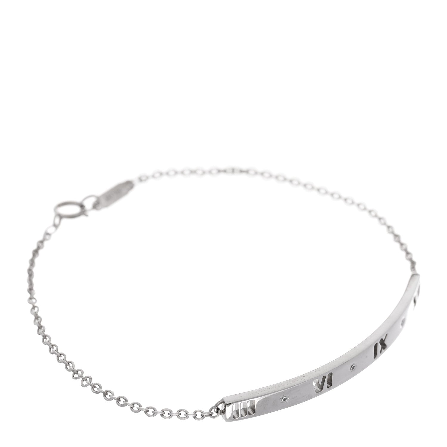 Tiffany 18K White Gold Diamond Atlas Bar Pierced Bracelet 1 of 5