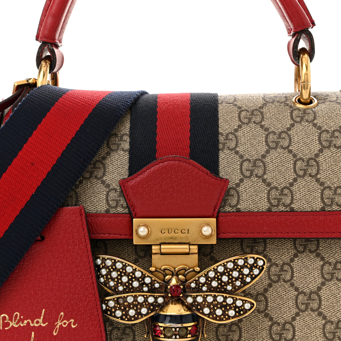GG Supreme Monogram Small Queen Margaret Top Handle Bag Red