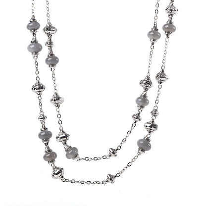 John Hardy Sterling Silver Moonstone Bamboo Sautoir Station Necklace 1 of 4