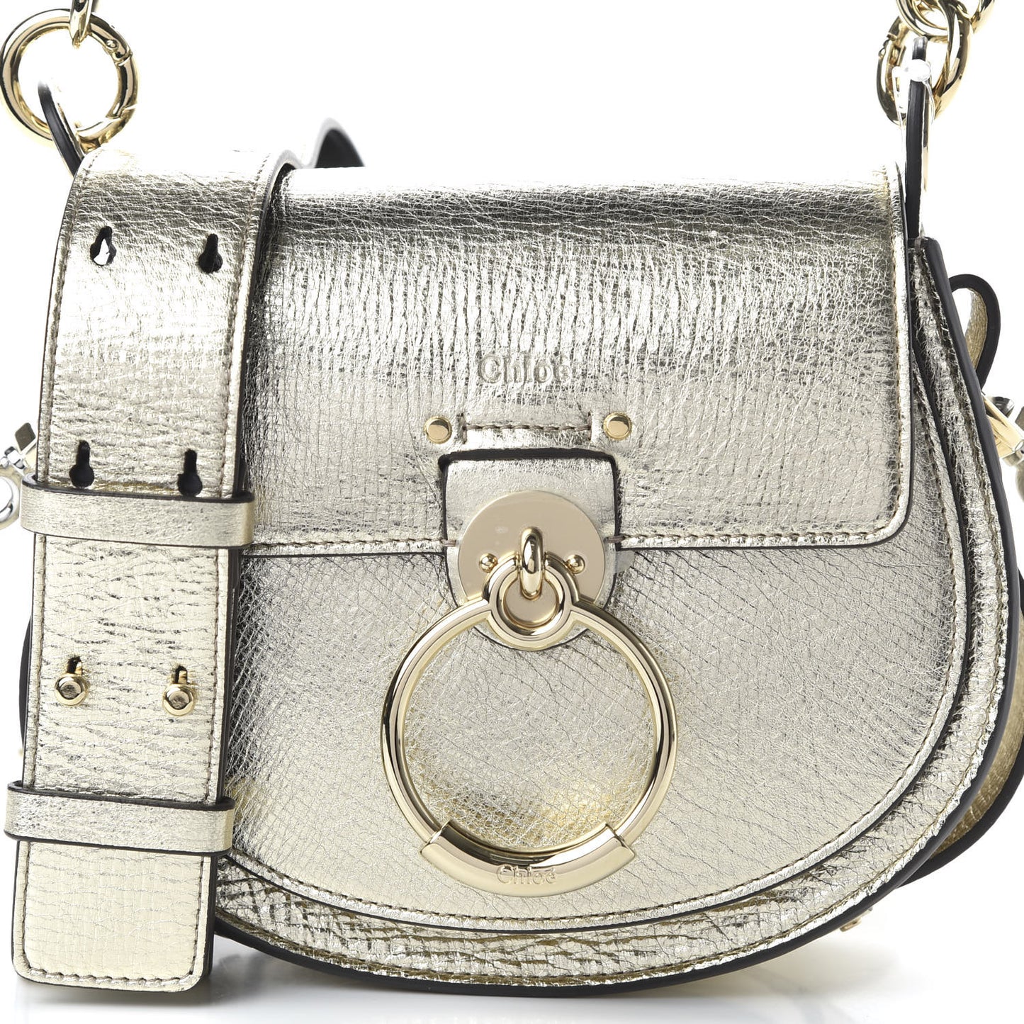 Metallic Calfskin Small Tess Bag Gold