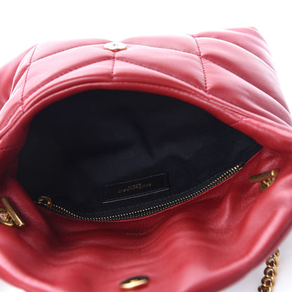 Saint Laurent Lambskin Quilted Toy Loulou Puffer Monogram Chain Satchel Red 5 of 12