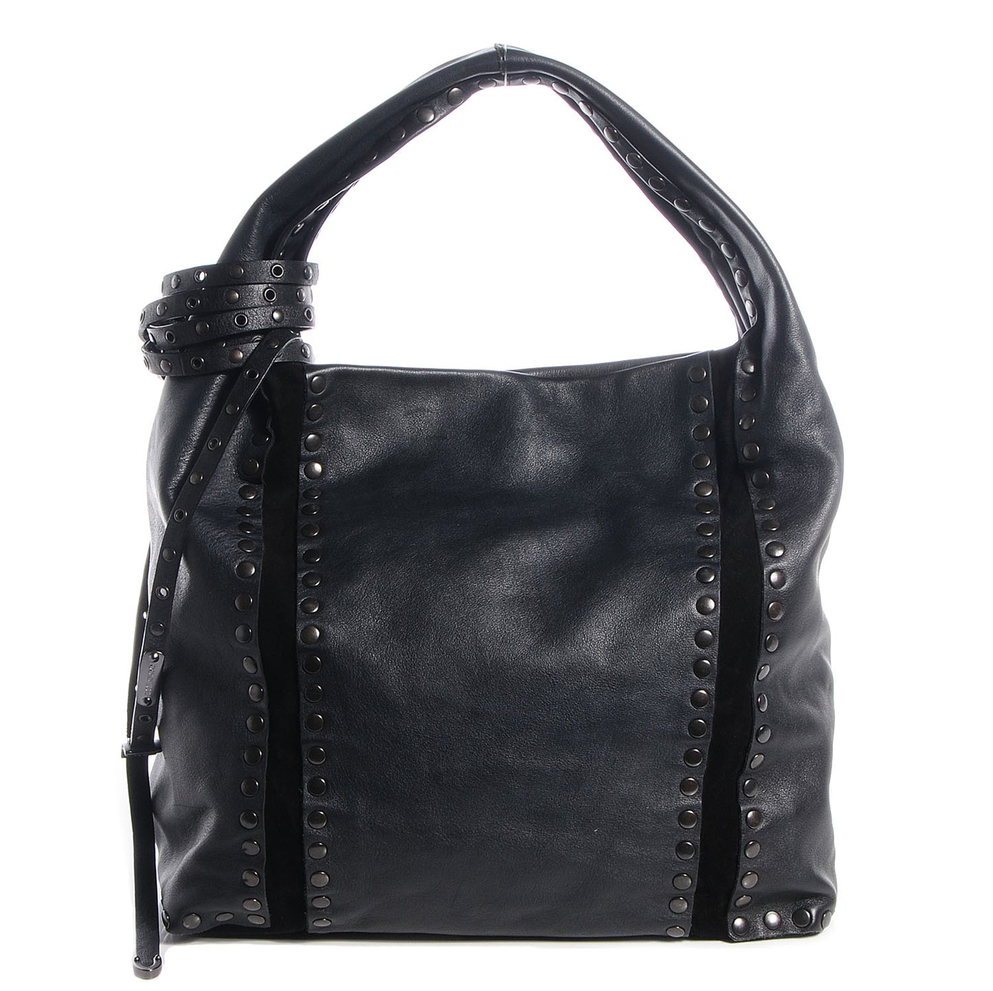 Leather Studded Medium Saba Hobo Black