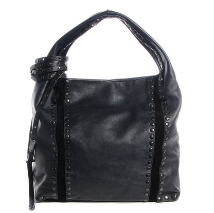 Jimmy Choo Leather Studded Medium Saba Hobo Black 1 of 9