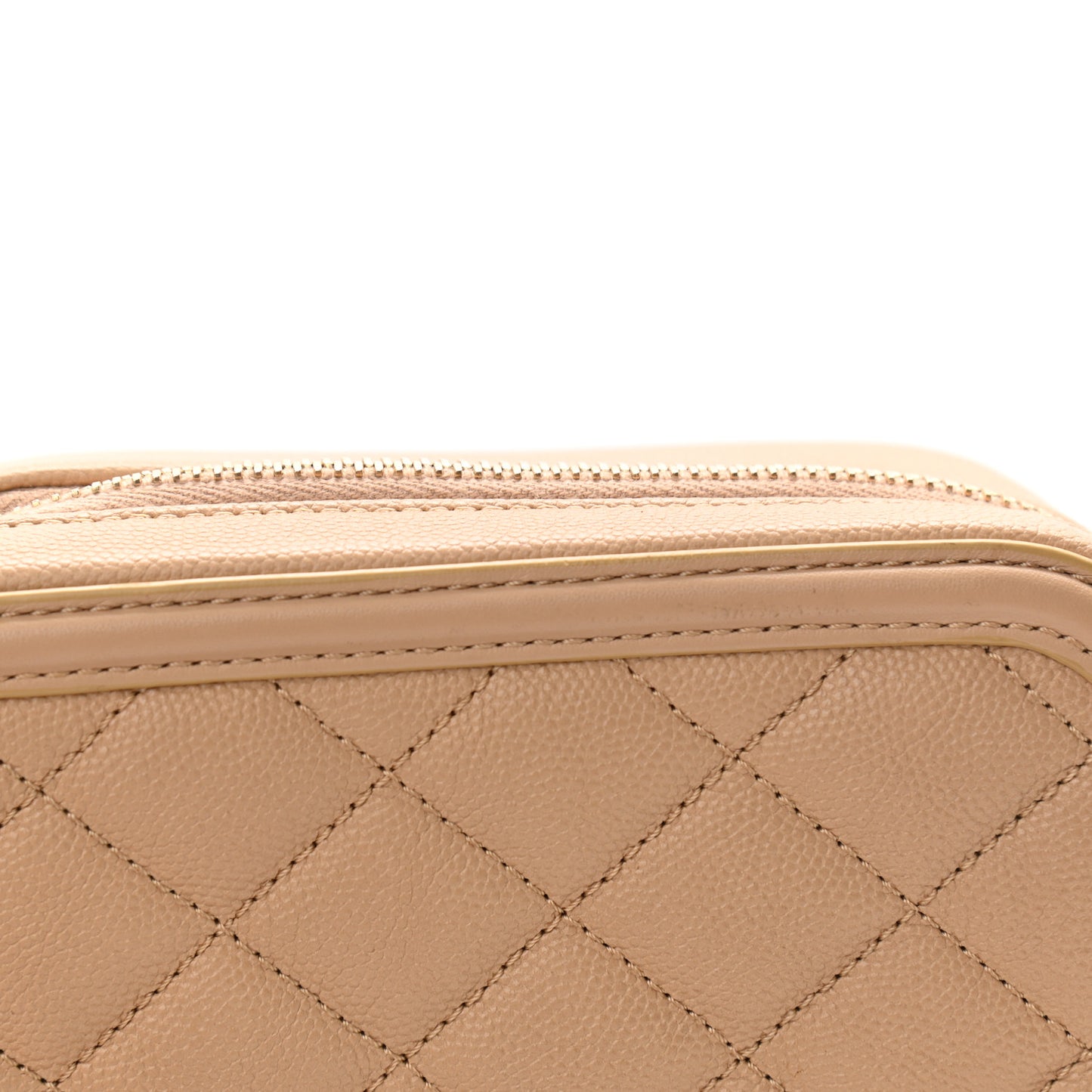 Caviar Quilted Medium CC Filigree Vanity Case Beige