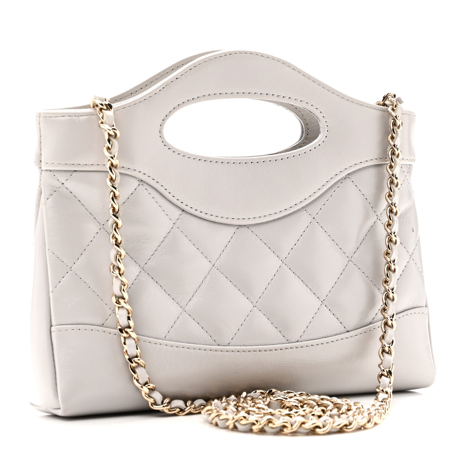 Chanel Shiny Lambskin Quilted Nano 31 Shopping Bag Grey 3 of 11