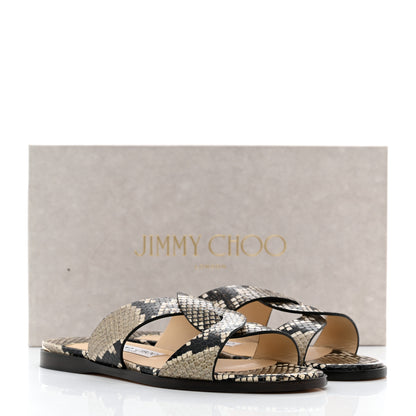 Jimmy Choo Calfskin Snake Print Atia Flat Sandals 37 Natural 8 of 8