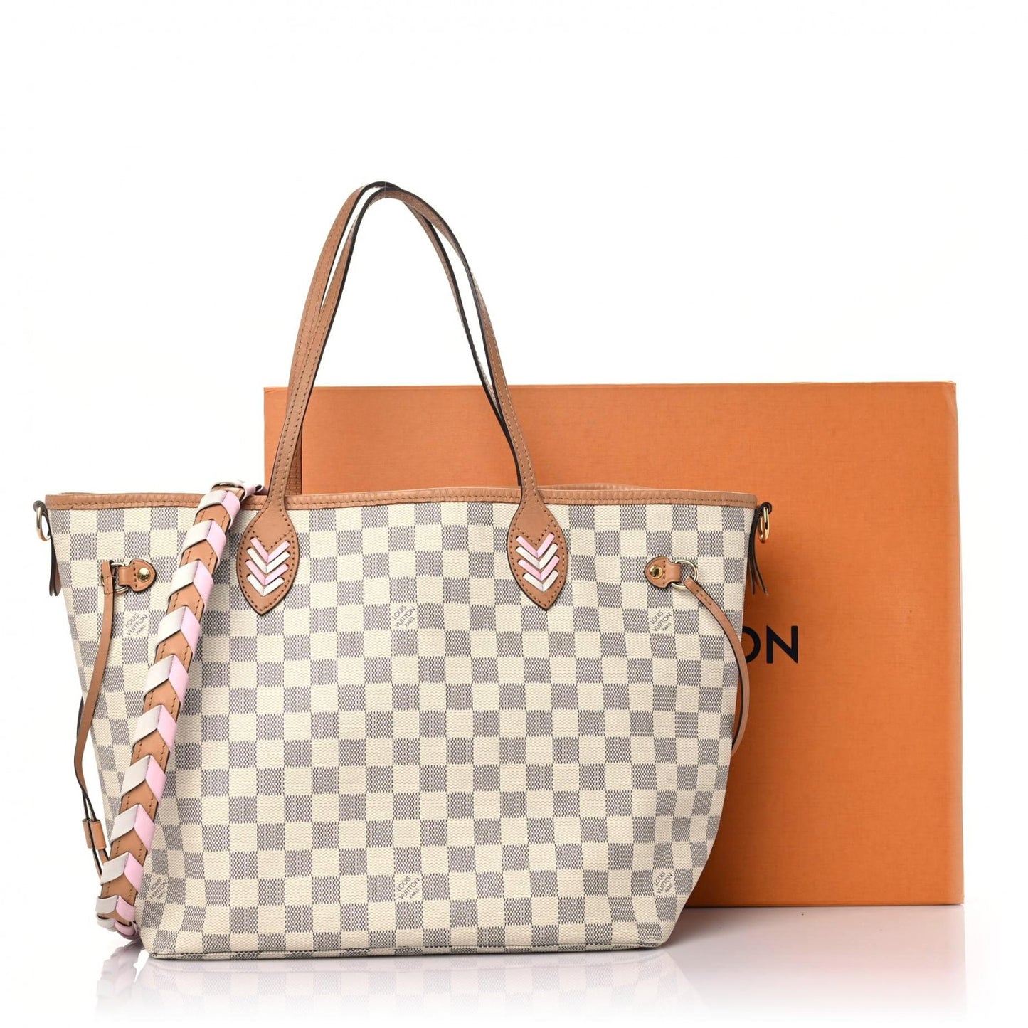 Damier Azur Braided Neverfull MM Orange