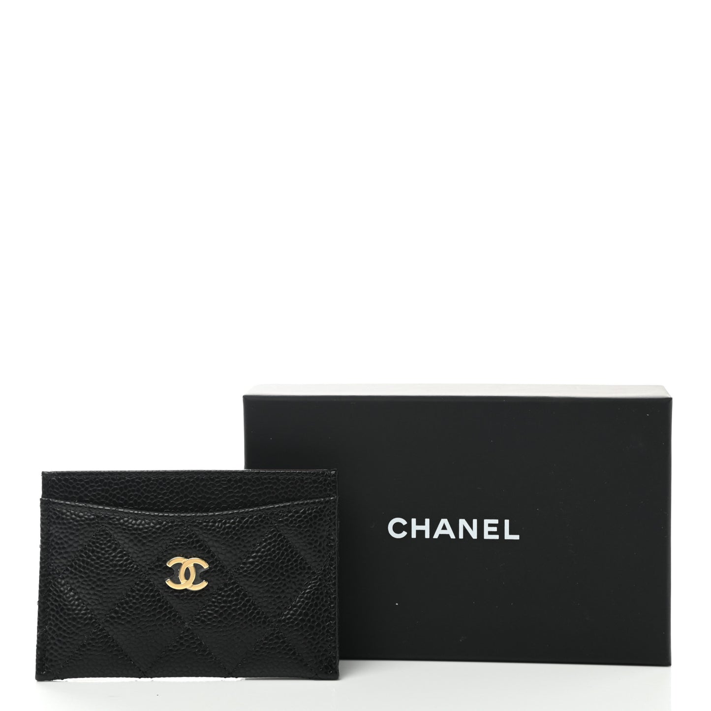 Caviar Quilted Card Holder Black