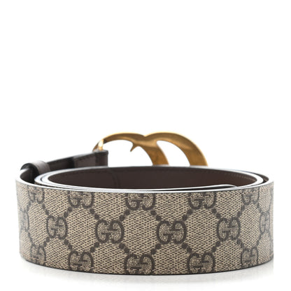 Gucci GG Supreme Monogram Matte Plutone Calfskin Double G 40mm Belt 90 36 Beige Ebony New Acero 2 of 4