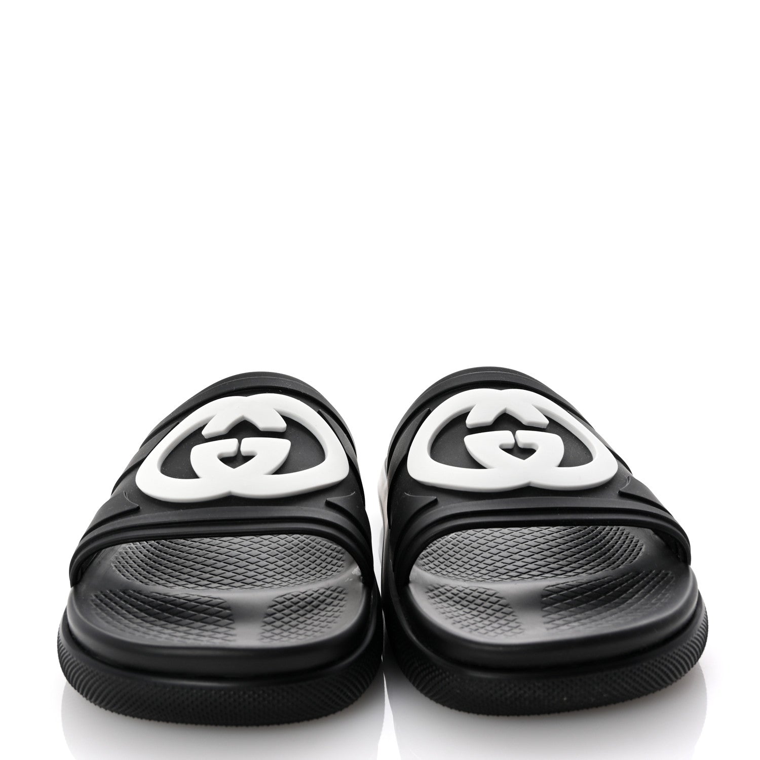 Gucci Rubber Interlocking G Pursuit Mens Slide Sandals 9 Black White 3 of 10