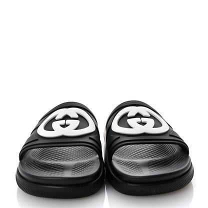 Gucci Rubber Interlocking G Pursuit Mens Slide Sandals 9 Black White 3 of 10