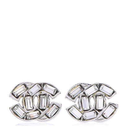 Chanel Baguette Crystal CC Earrings Silver 1 of 5