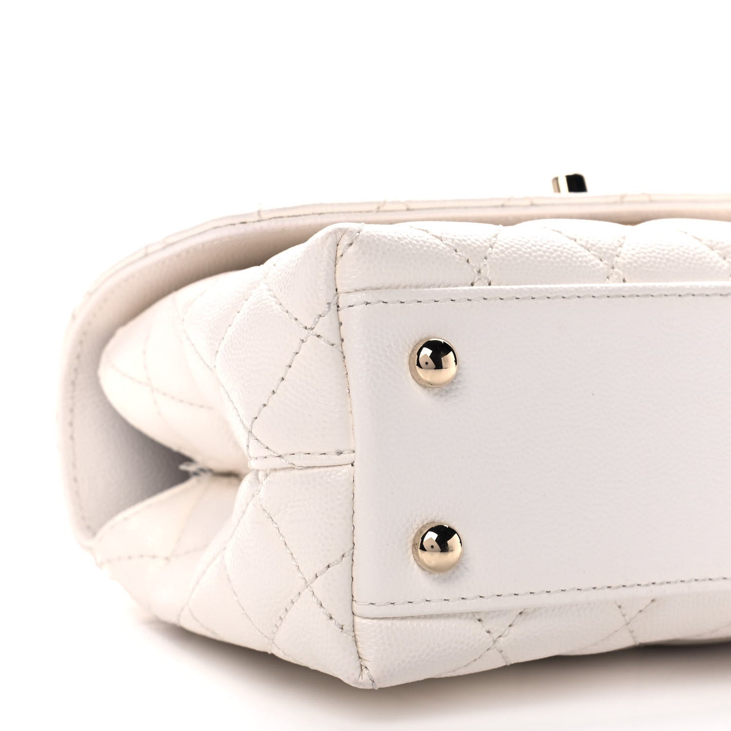 Caviar Quilted Mini Coco Handle Flap White