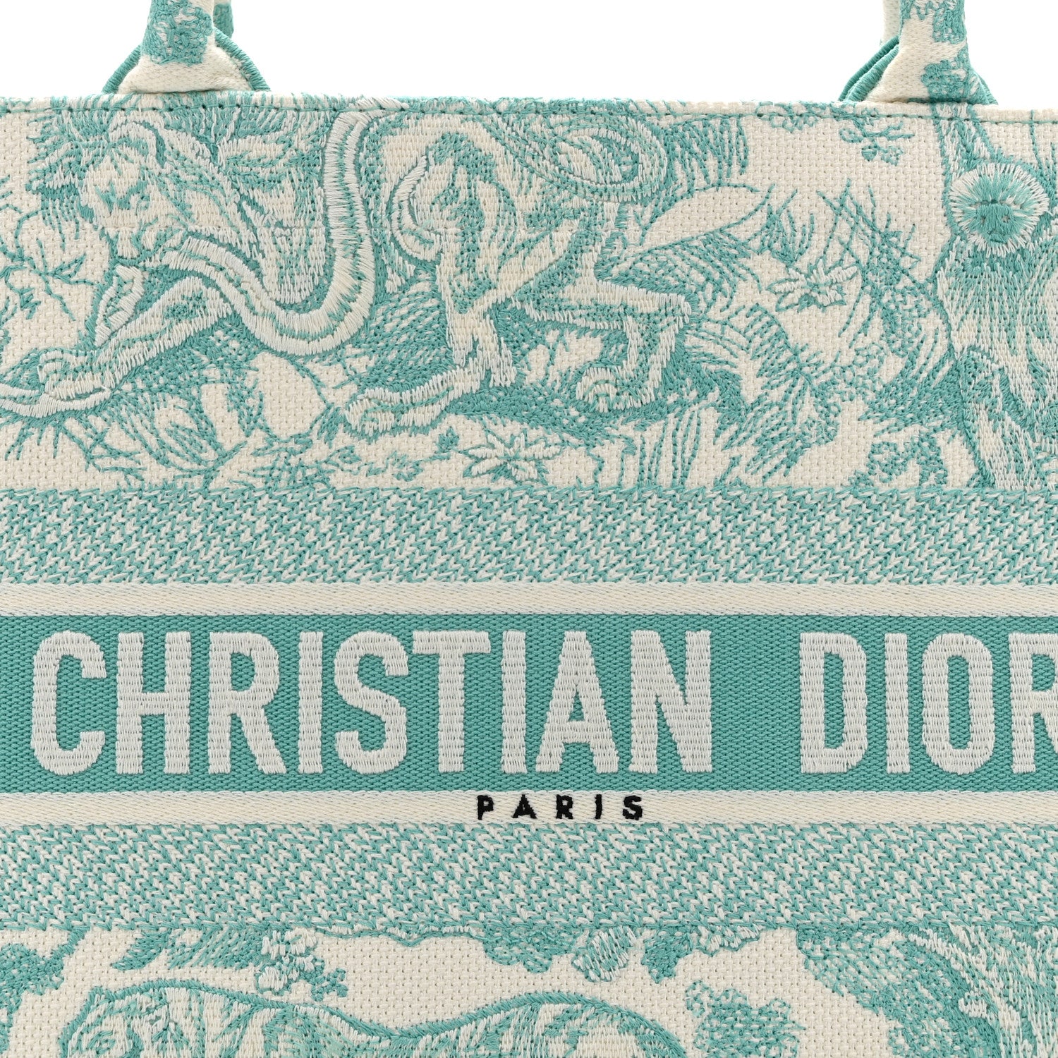 Christian Dior Canvas Embroidered Medium Dioriviera Toile De Jouy Book Tote Aquamarina 8 of 10