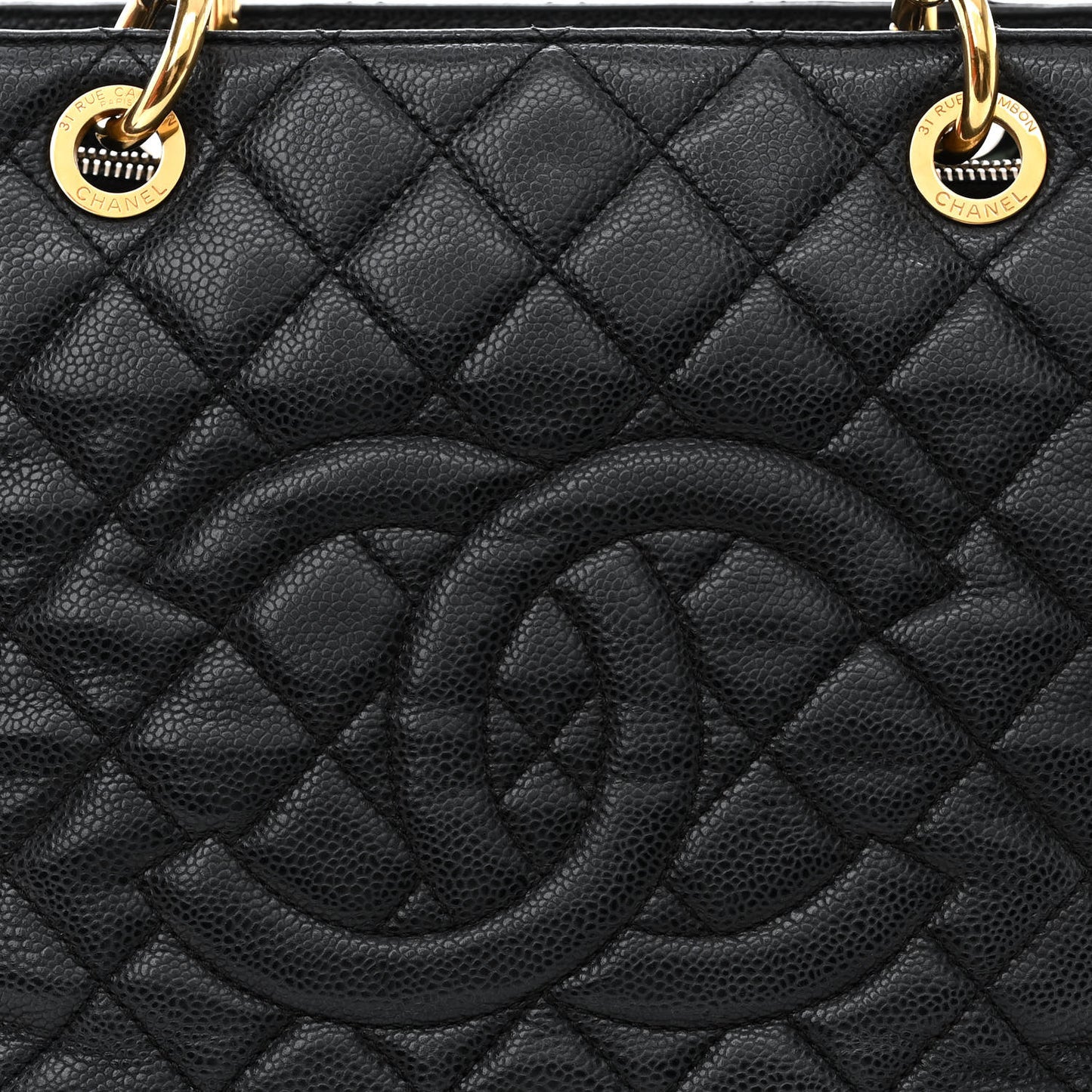 Caviar Quilted Grand Shopping Tote GST Black