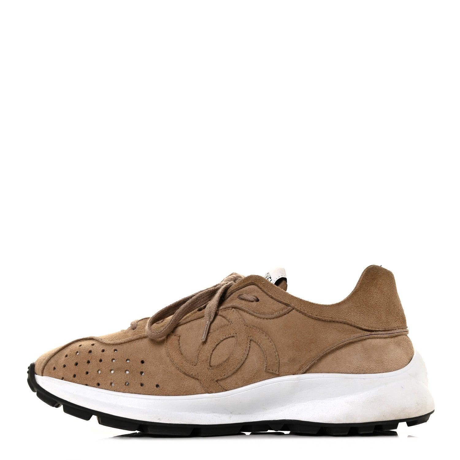 Chanel Suede Goatskin CC Sneakers 40.5 Dark Beige 1 of 9