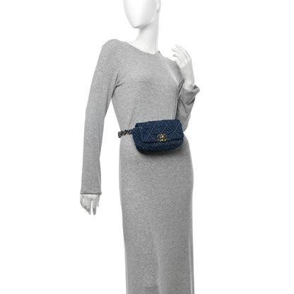 Chanel Denim Quilted Chanel 19 Waist Bag Blue 2 of 16