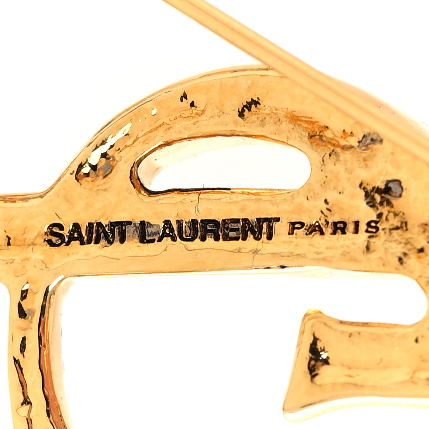 Saint Laurent Monogram Crocodile Opyum Brooch Gold 4 of 4