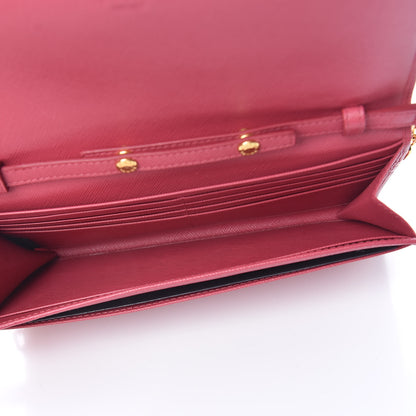 Prada Saffiano Metal Oro Chain Wallet Peonia 5 of 12
