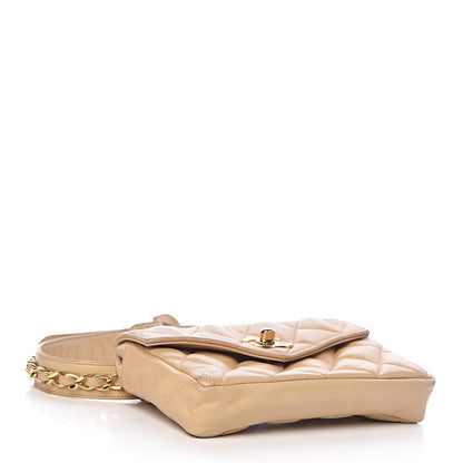 Chanel Lambskin Quilted Flap Waist Belt Bag 70 28 Beige 4 of 14